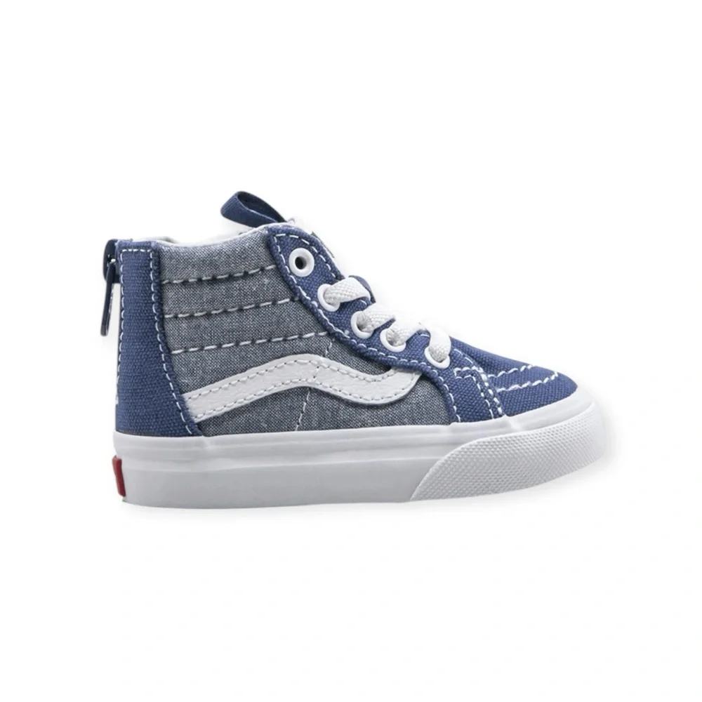 Vans ✌︎︎ Sk8-Hi Zip Baby Walker Skate Shoes Sneakers ✌︎︎Denim Chambray ✌︎︎ 5